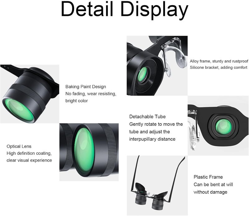 Pomya HandsFree Binocular Glasses for Fishing, 10X Opera Binocular Glasses with Storage Case, Multipurpose Folding Eyeglasses for Fishing Concert Events - Image 2